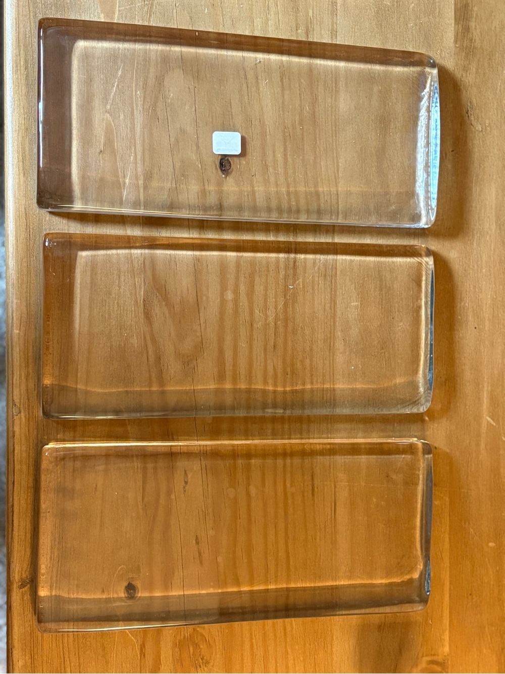 Crate&Barrel Clear Glass Rectangular Serving Trays - Set of 3